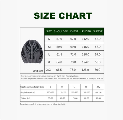 Halloween Skeleton Print Knit Cardigan Gothic V-Neck Button Down Sweater