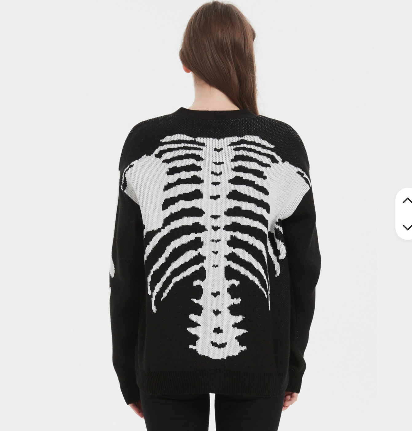 Halloween Skeleton Print Knit Cardigan Gothic V-Neck Button Down Sweater