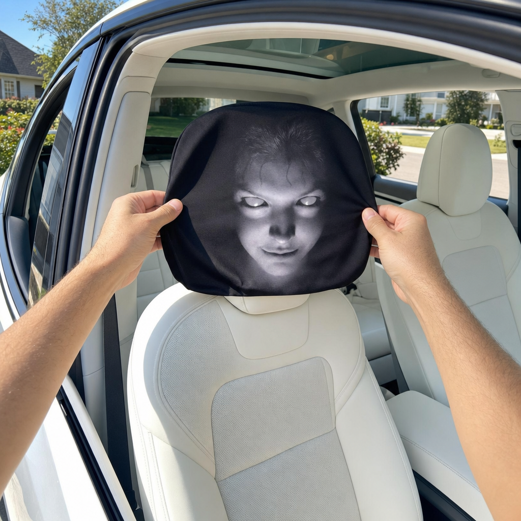 GrinRide Grinning Car Headrest Cover