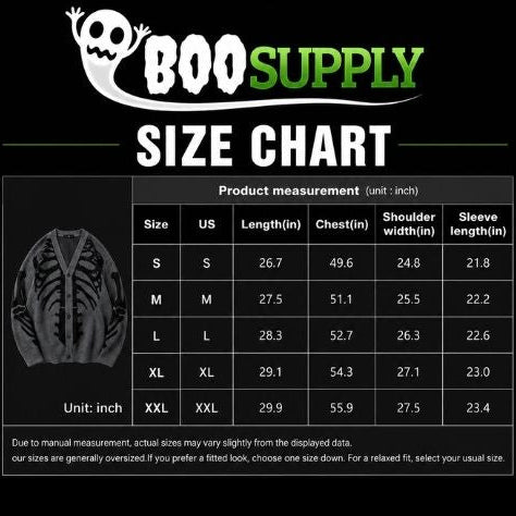 halloween cardigan how do I what size fits me? sizing chart halloween cardigan 