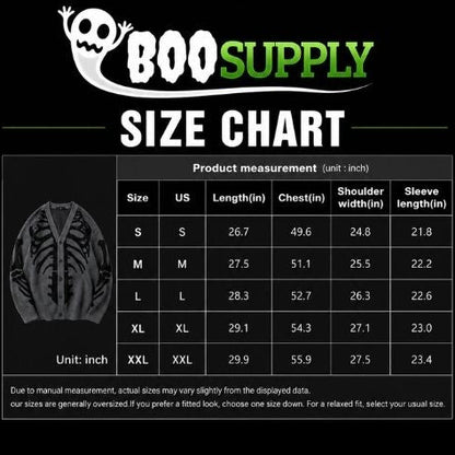 halloween cardigan how do I what size fits me? sizing chart halloween cardigan 